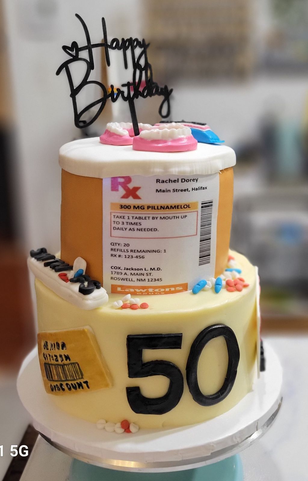 Prescription-Themed 50th Birthday Cake