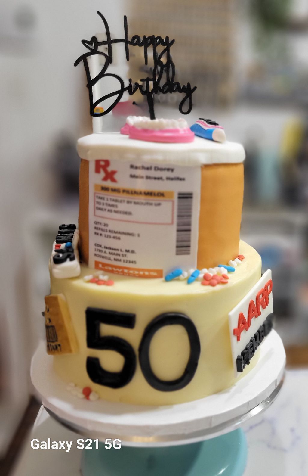 Prescription-Themed 50th Birthday Cake