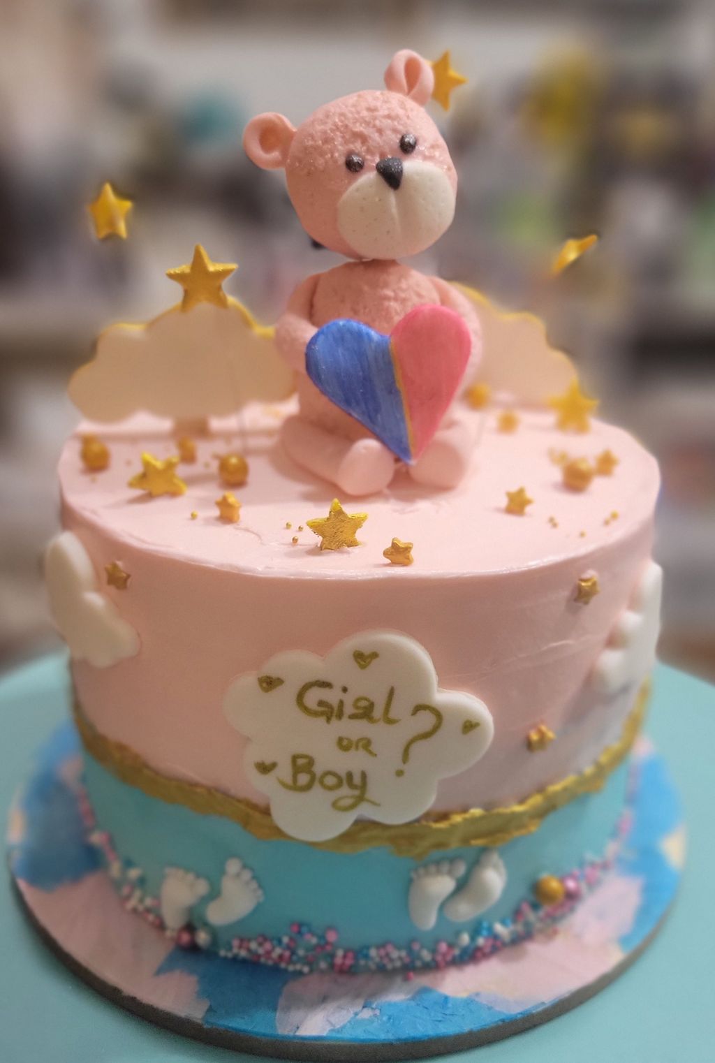 Twinkle Teddy Gender Reveal Cake