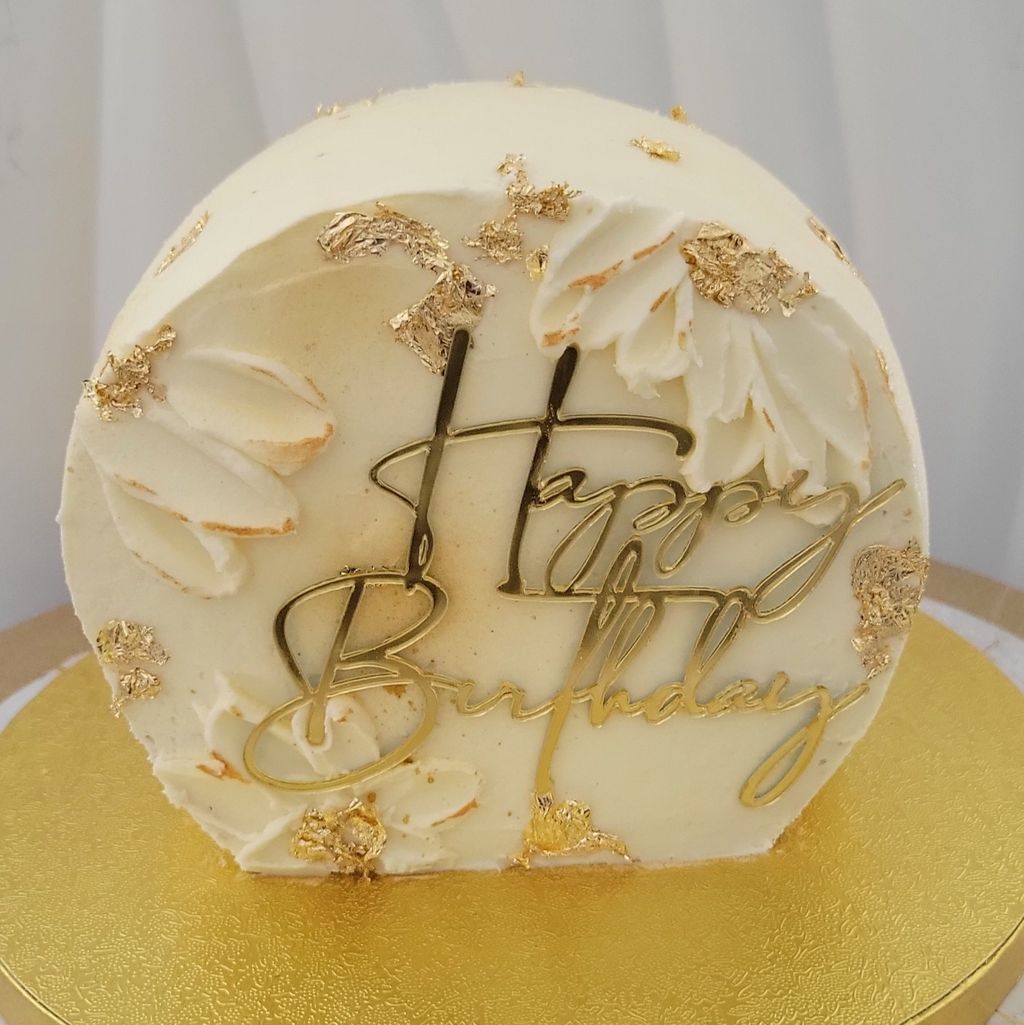 White & Gold Luxe Birthday Cake