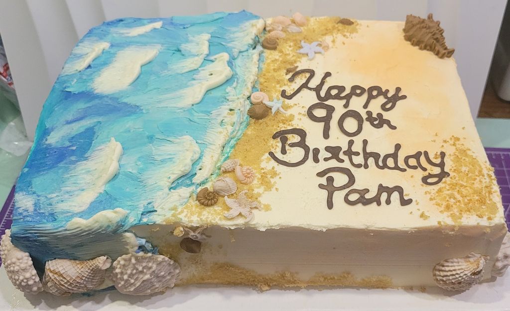 Beach-Themed 90th Birthday Cake