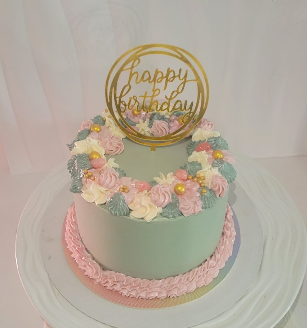 Pastel Floral Wreath Birthday Cake