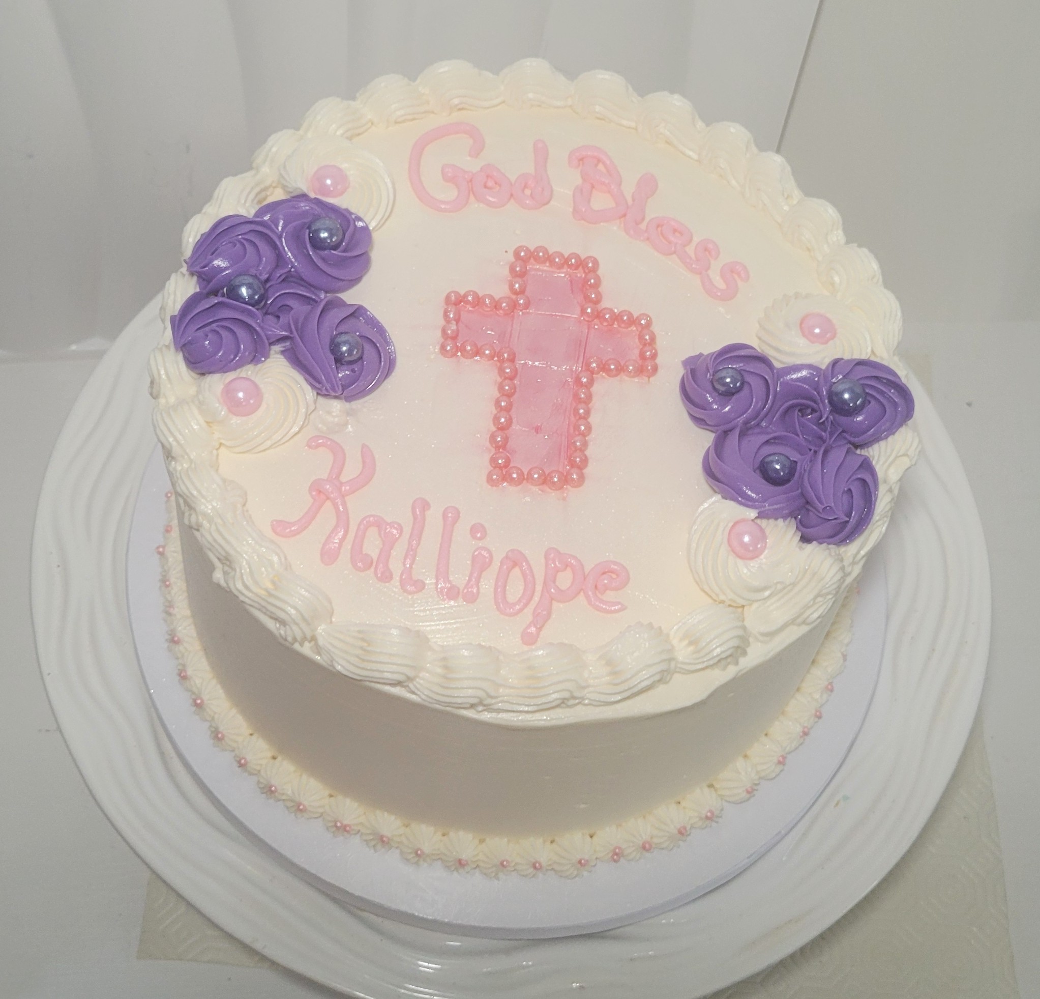 Baptismal Blessing Cake – Pink & Lavender Elegance