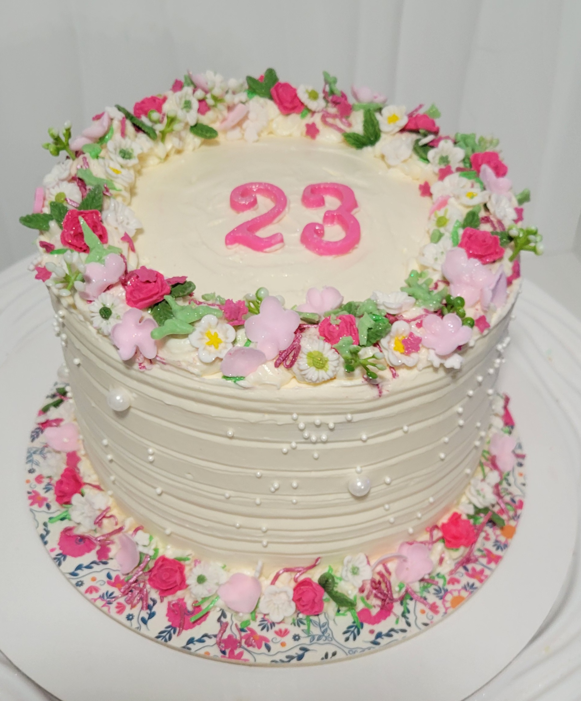 Lovely floral-themed celebration cake!