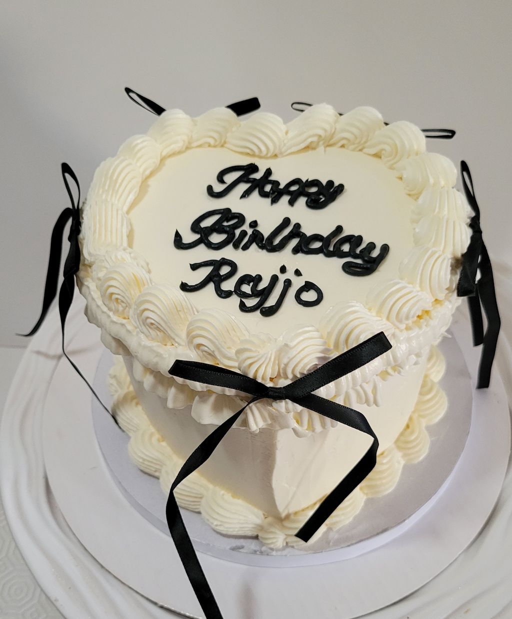 Monochrome Heart Birthday Cake