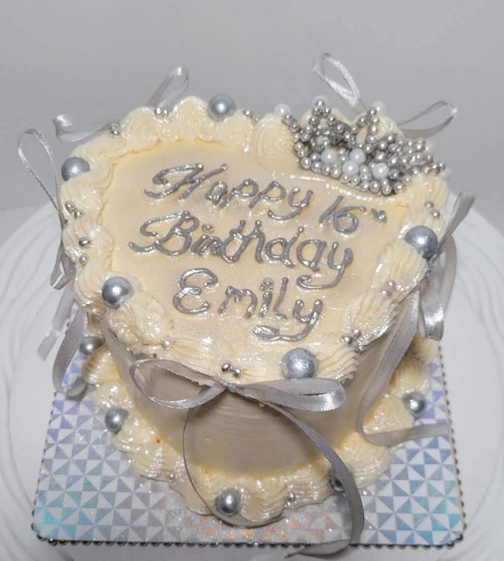 Silver Heart Birthday Cake