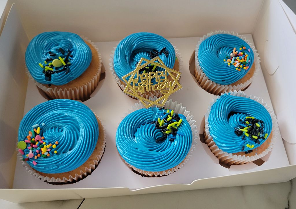 Bright Blue Birthday Cupcakes