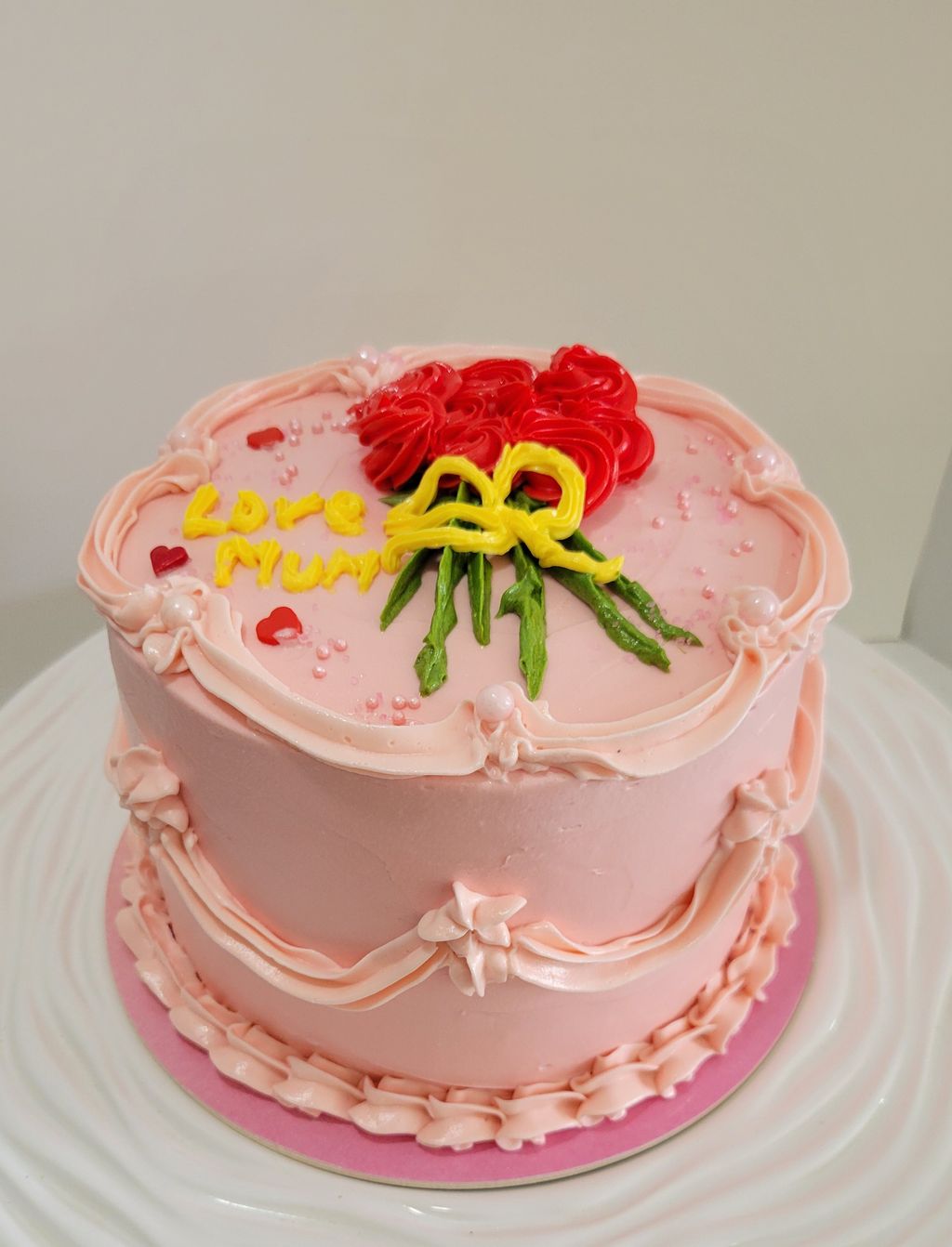 Love Mum Vintage Heart Cake