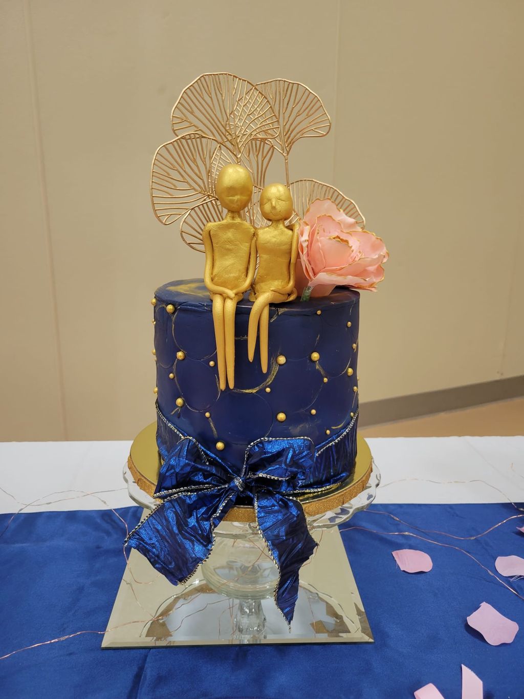 Blue & Gold Wedding Cake & Cupcake Set