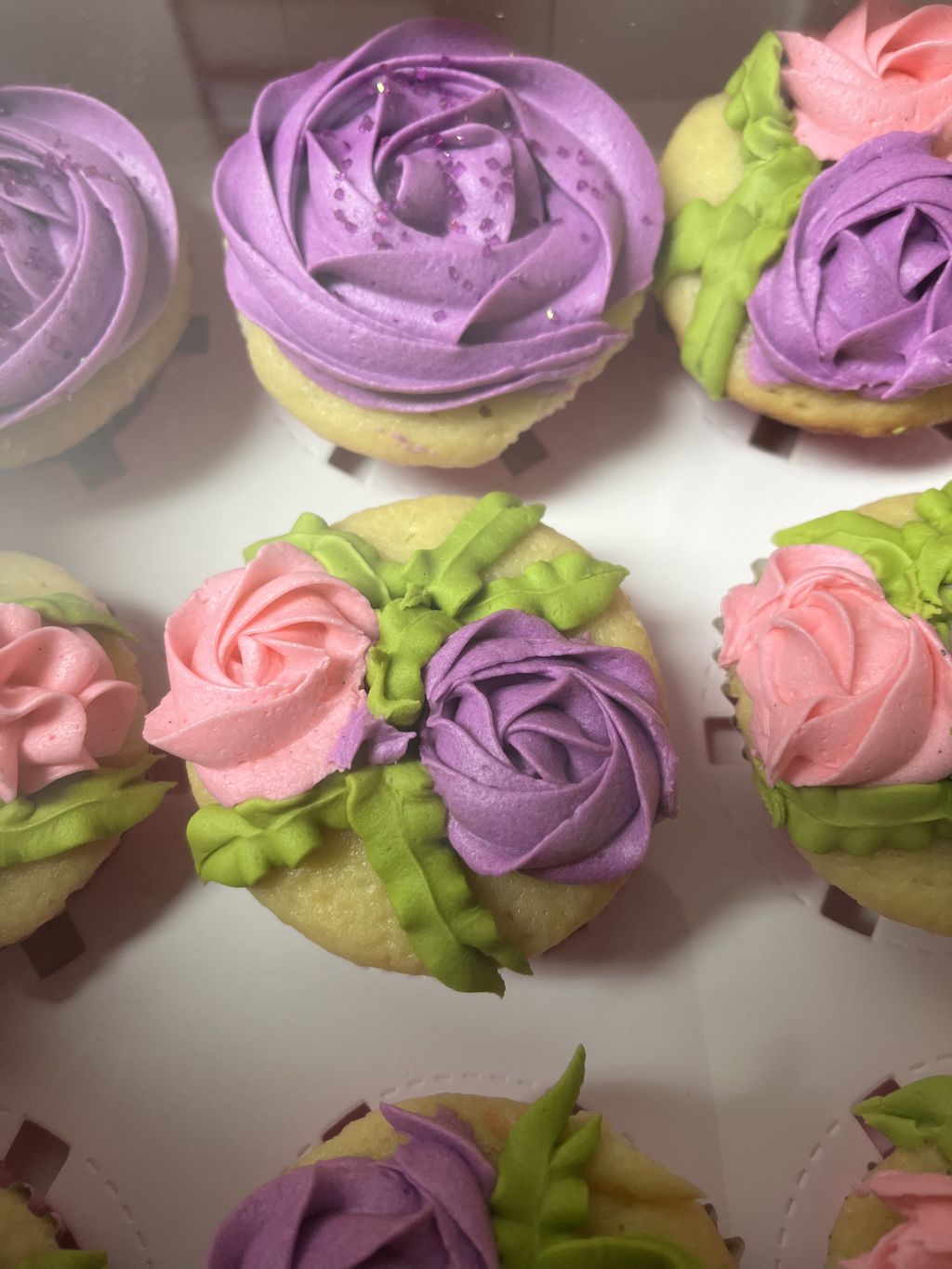 Pink Purple Flower Cupcakes