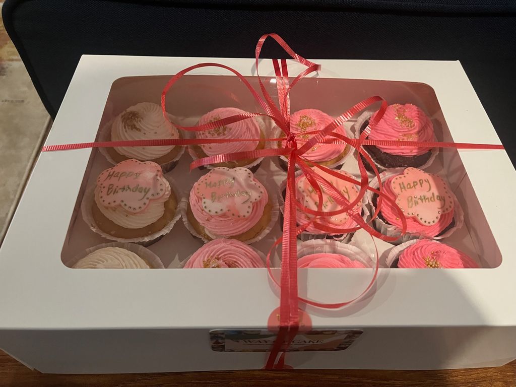 Pink & White Birthday Cupcakes