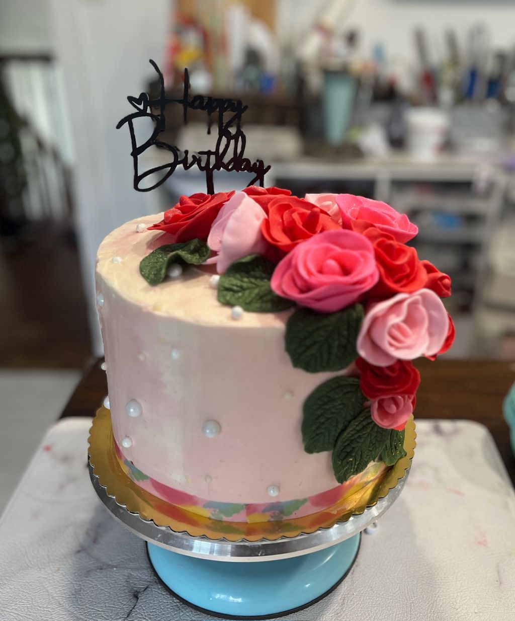 Pink Flower Bouquet Cake