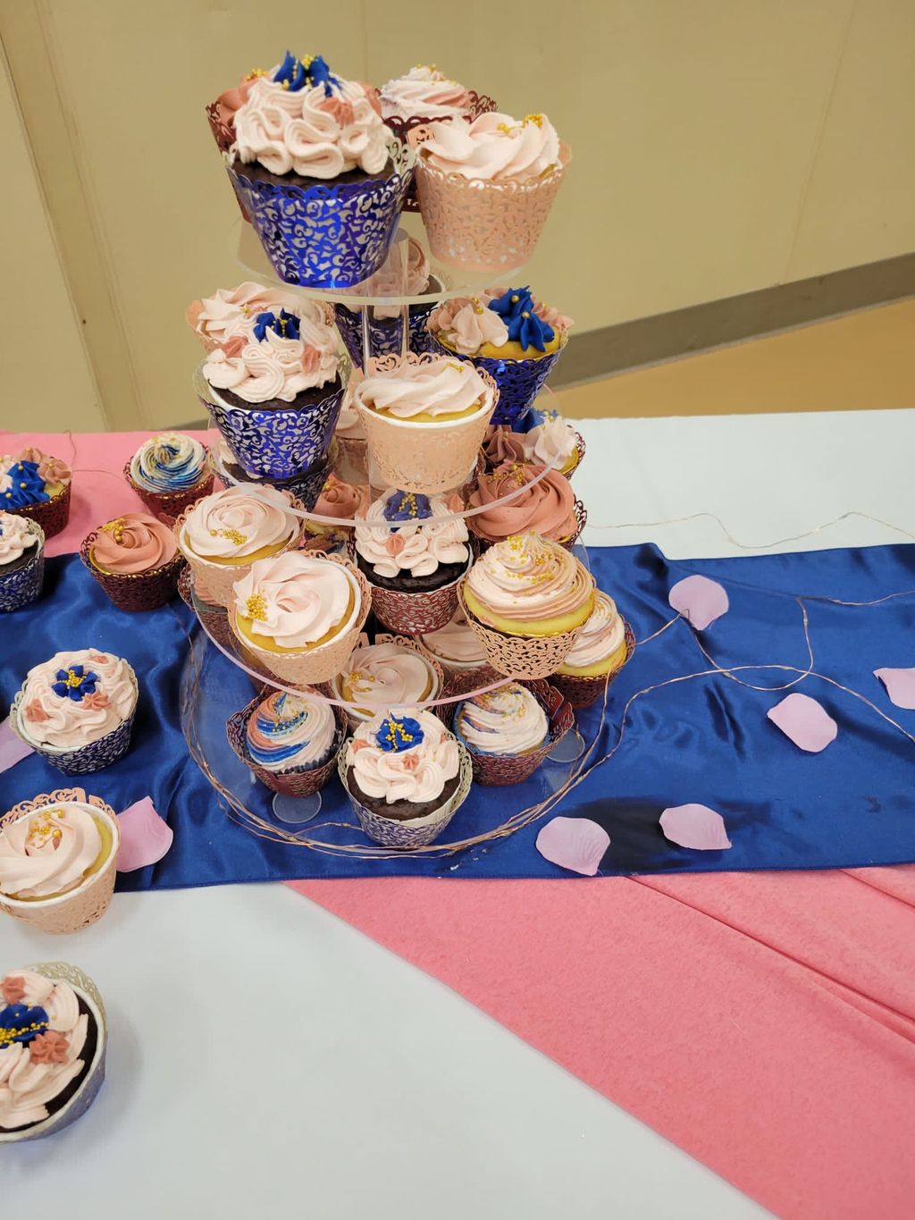 Blue & Gold Wedding Cake & Cupcake Set