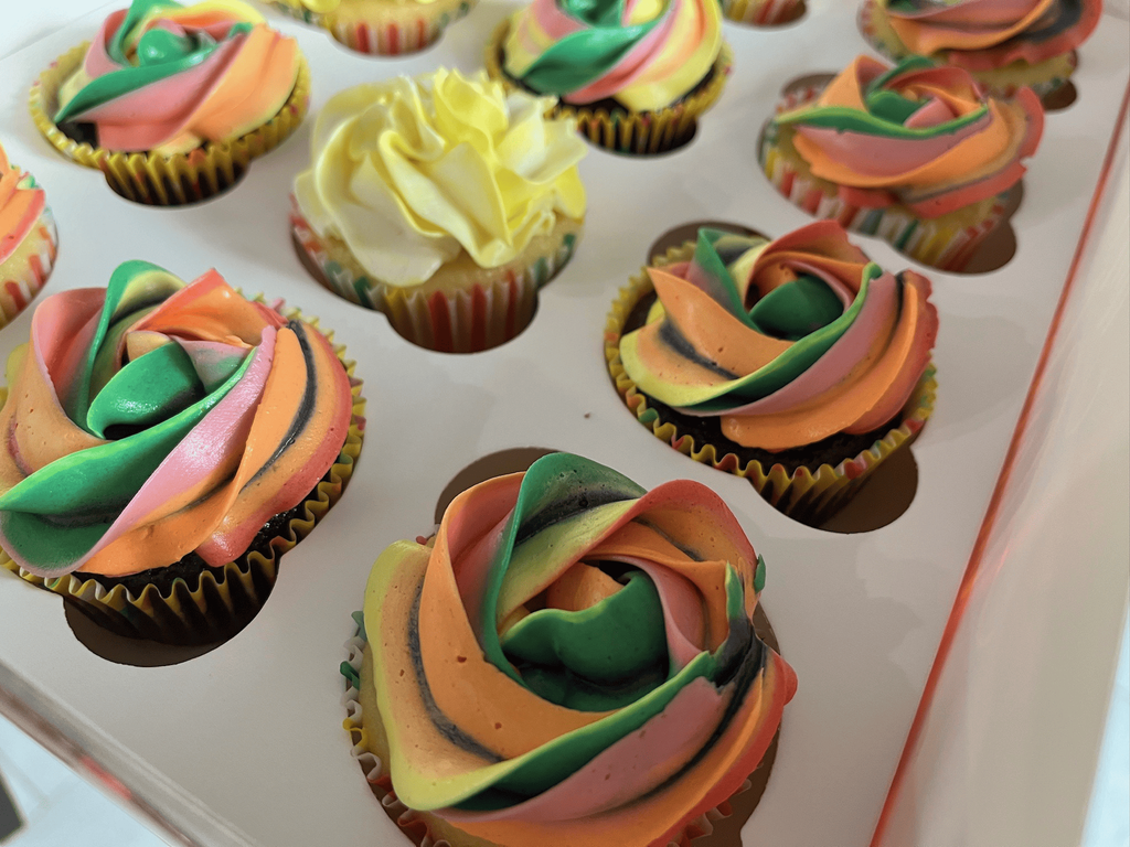 Multicolored Swirl Cupcakes with Buttercream Frosting