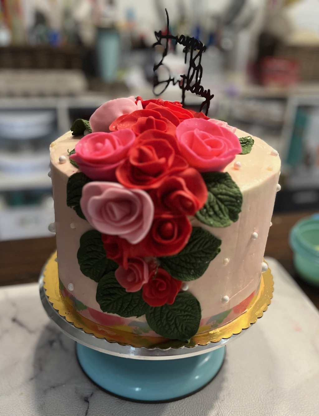 Pink Flower Bouquet Cake